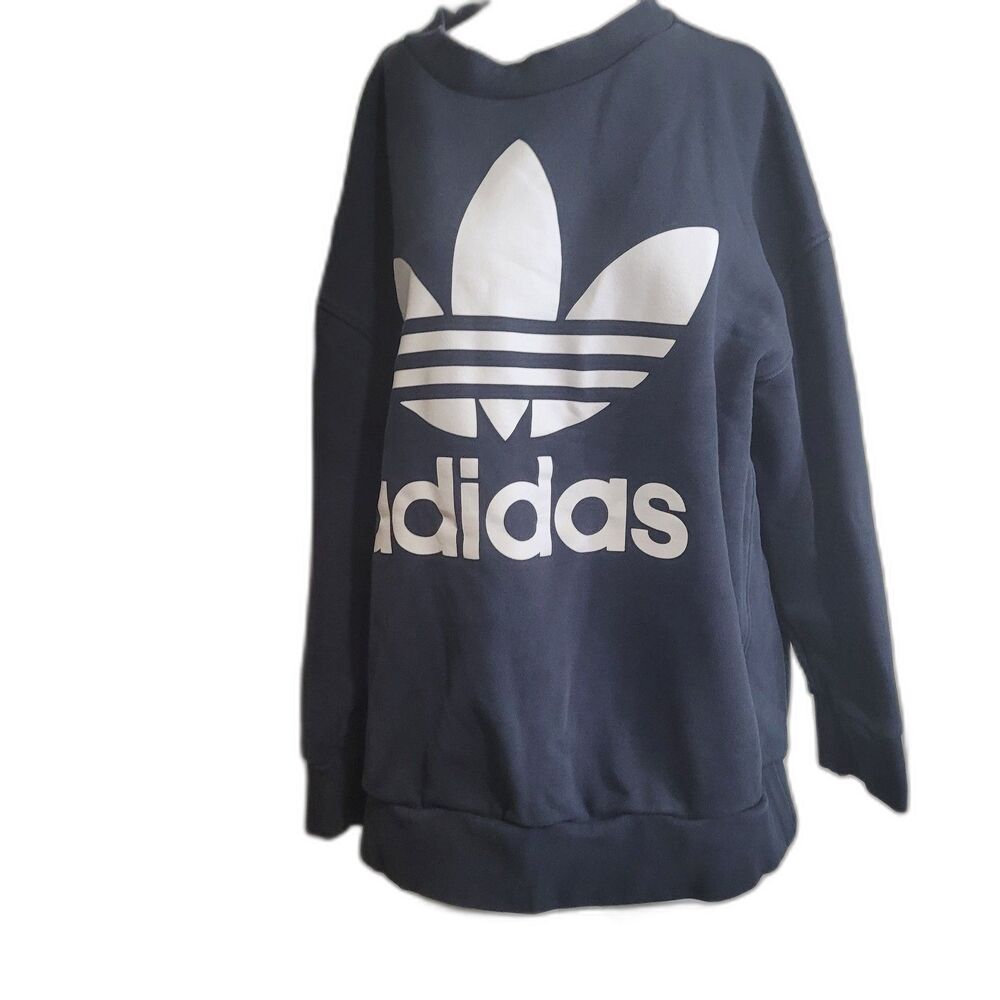 Adidas Large pullover sweater mid-weight 3 stripes logo longsleeve crew neck